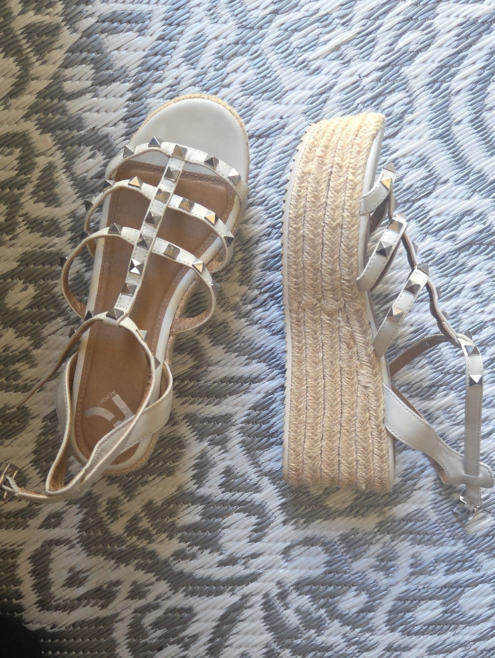 Women’s White Studded Wedge Sandals